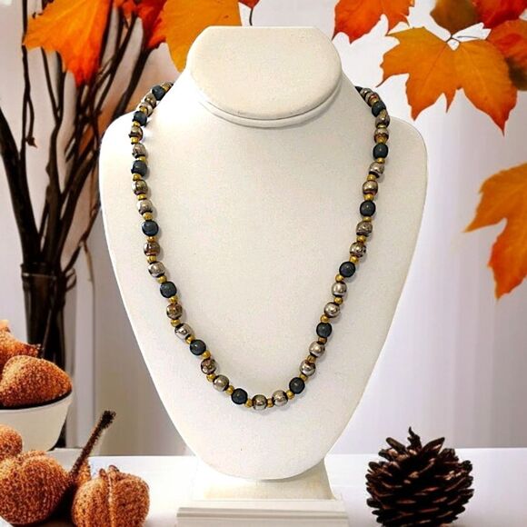 Metal Bead Chain Necklace Mixed Metals HEAVY Strand Biker Rocker Fairy Grunge - Picture 16 of 16